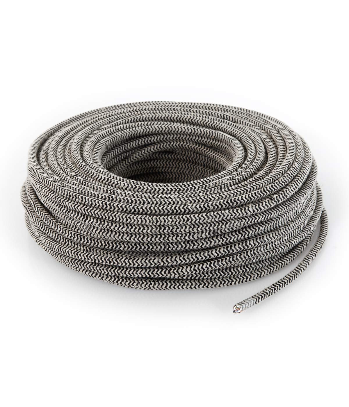Cable de tela para lámpara, 3 núcleos (3 x 1,50 mm²), color arena y negro