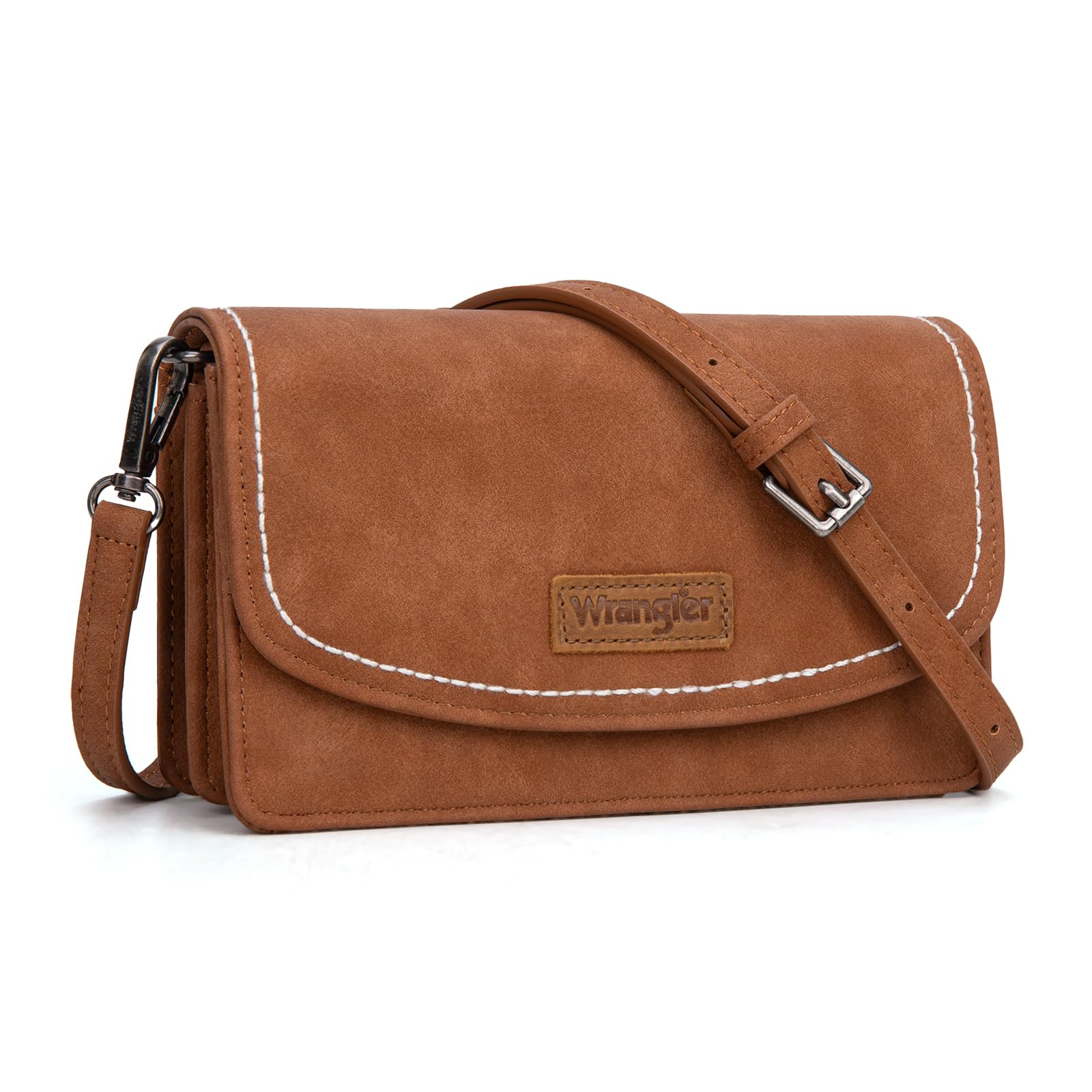 Wrangler Small Crossbody Bag for Women, RFID Blocking Wallet Purse with Adjustable Strap, Multi-Compartment Shoulder Handbag