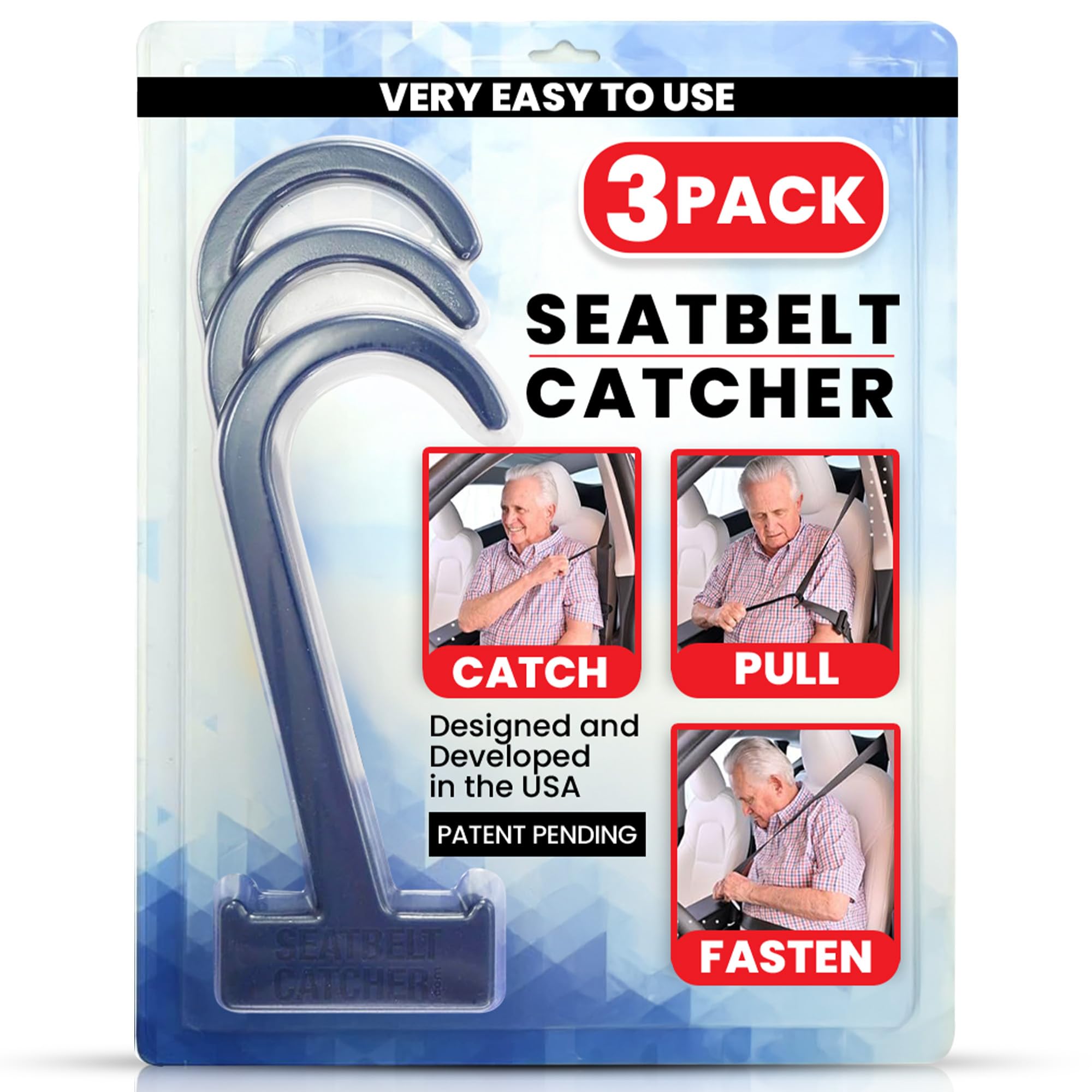 Gearu Seatbelt Catcher Seat Belt Aid Grabber - for Elderly & Disabled, Seatbelt Reacher Tool for Seniors with Back, Shoulder, or Elbow Injury, Easy