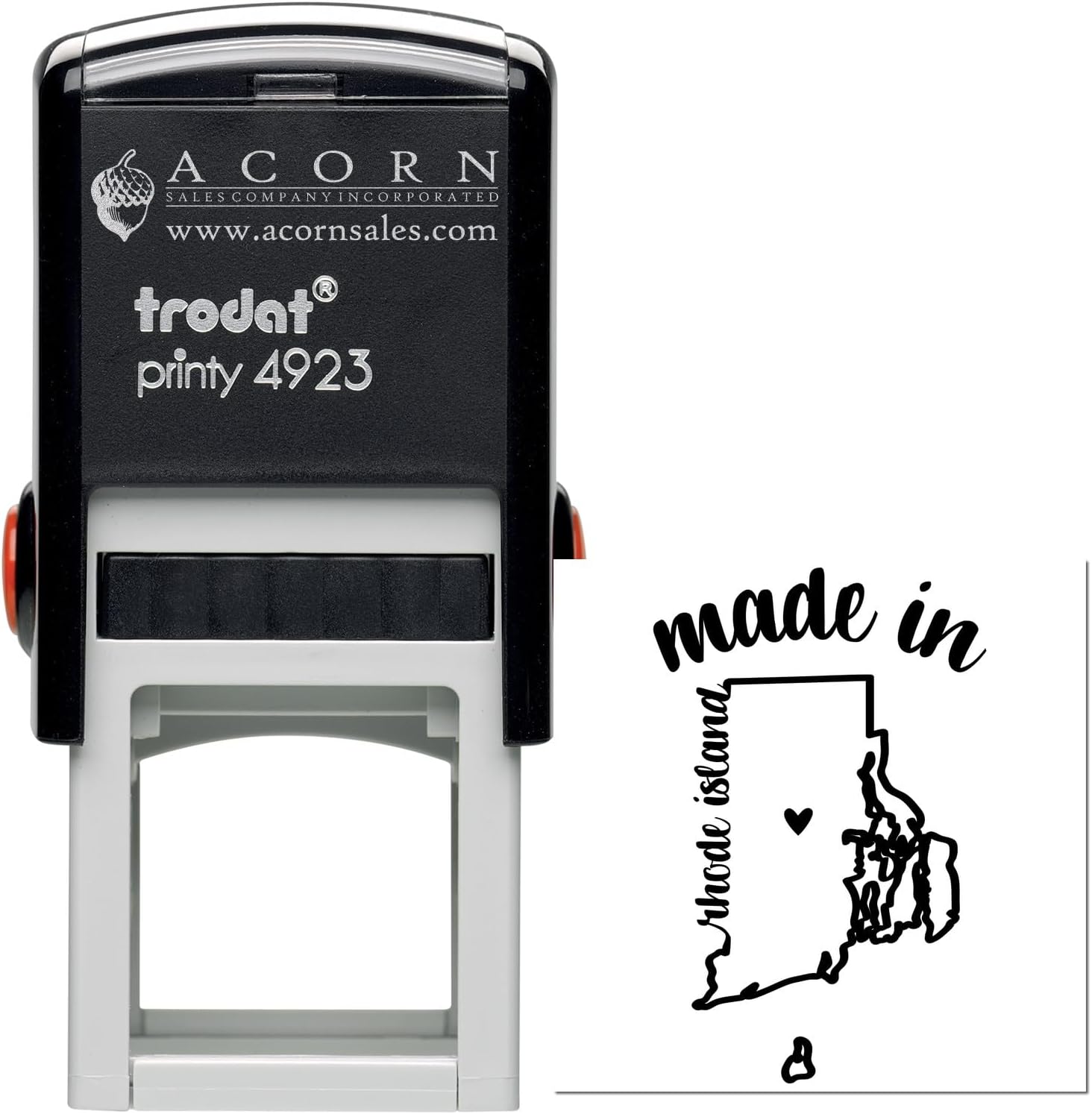 Small Self-Inking Made in Rhode Island Stamp - 1-3/16 Custom-Made Stamp for Rhode Island Residents & Makers - Crafting, Labeling, and Personalization - Made in RI Stamp, Customized Stamp