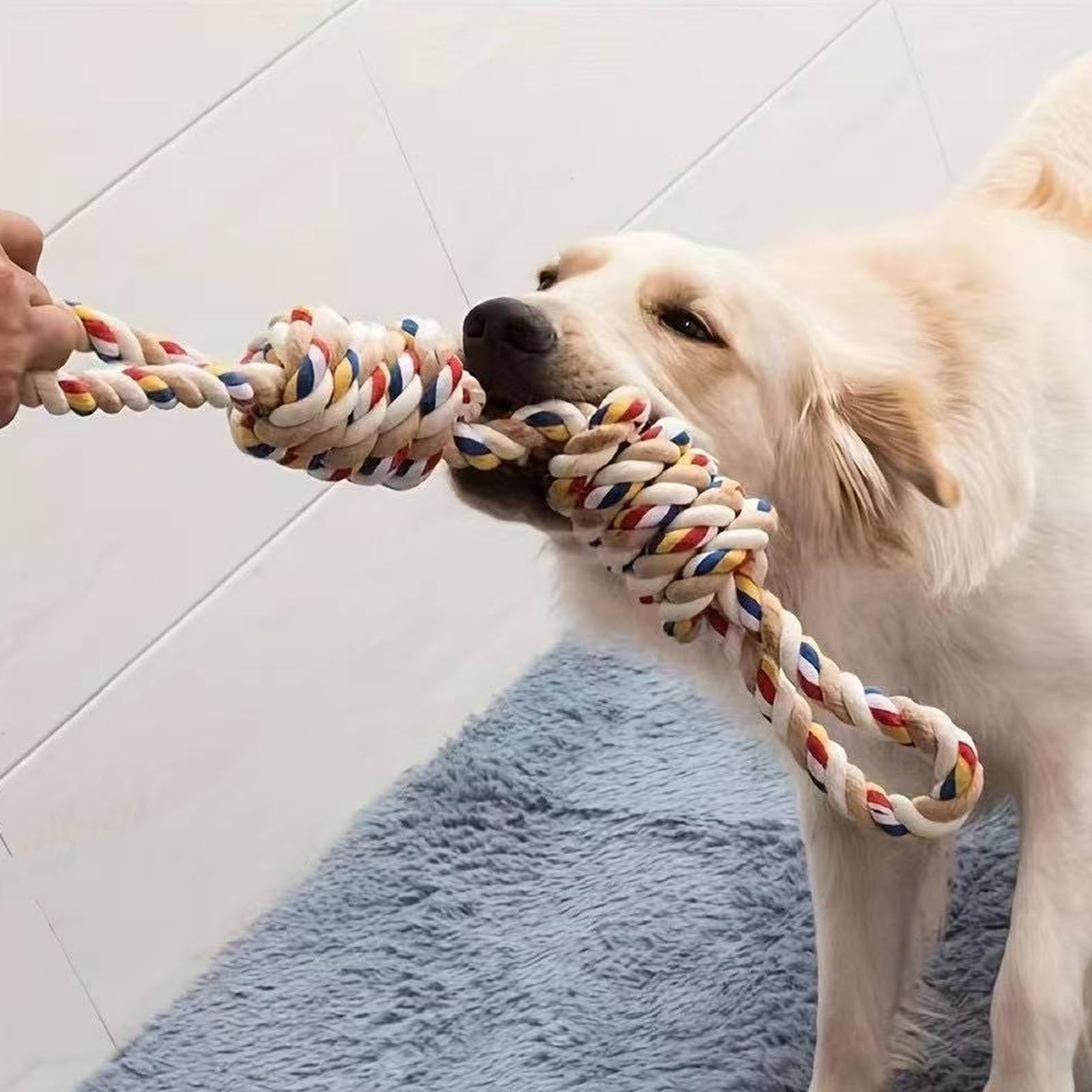 HESUILONG Dog Rope Toy Dog Teething Toys Rope Chew Toys Safe Braided Design Healthy Gift for Medium Large Dogs 60 cm (60 cm) - Image 2