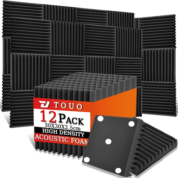 12 Pack Acoustic Panels – Sound Proof Foam Panels for Wall 12"x12"x1", Flame Retardant Wedge Acoustic Foam, High-Density Sound Absorbing Panels for Home Studio(Black, 1" Thick 12 Pack)