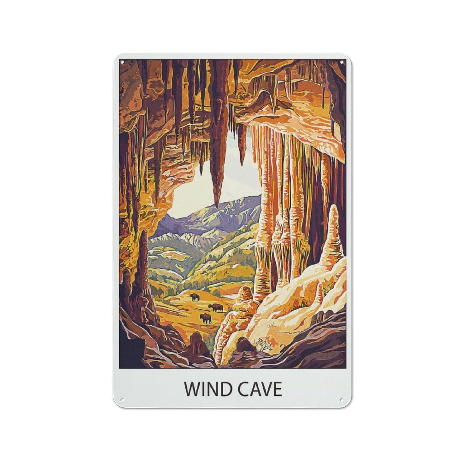 Junmoney Style-2 For Garage Or Workshop, Wind Cave National Park Rustic Metal Plaque 30X20cm, Suited To Wall Displays In Garages And Tool Rooms