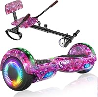 LIEAGLE 6.5" Self-Balancing Scooter Go-Kart Combo with Seat, LED Lights, Bluetooth Speakers for Kids Adults
