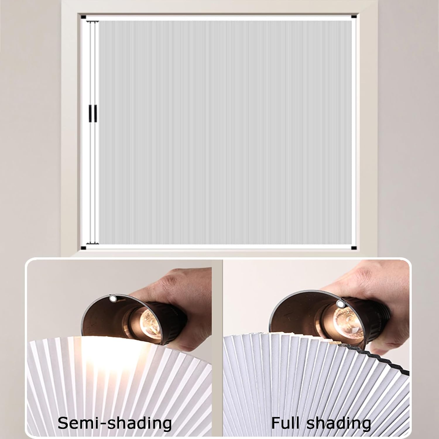 Aluminum Alloy Interior Folding Blinds, Darkening Insulated Wind Protection Pleated Fabric Shades, Room Closet Sliding Barn Panels Door for Bedroom, Office(100X100CM)