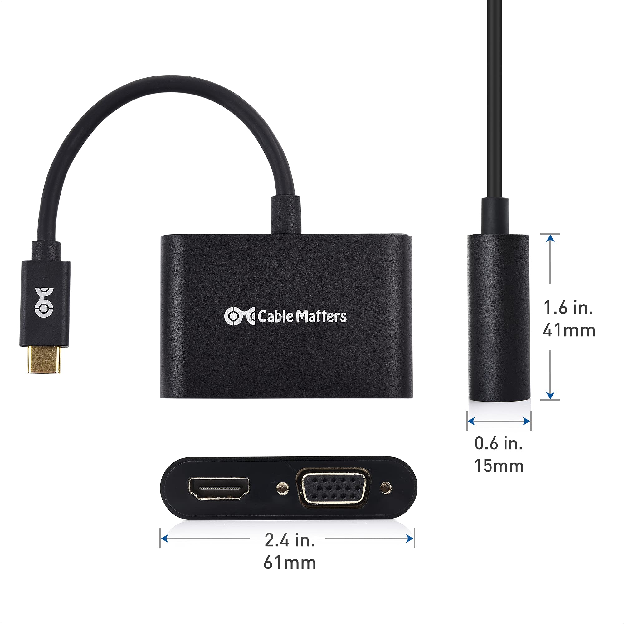 Buy Cable Matters Aluminum USB C to HDMI VGA Adapter for Surface Pro 7
