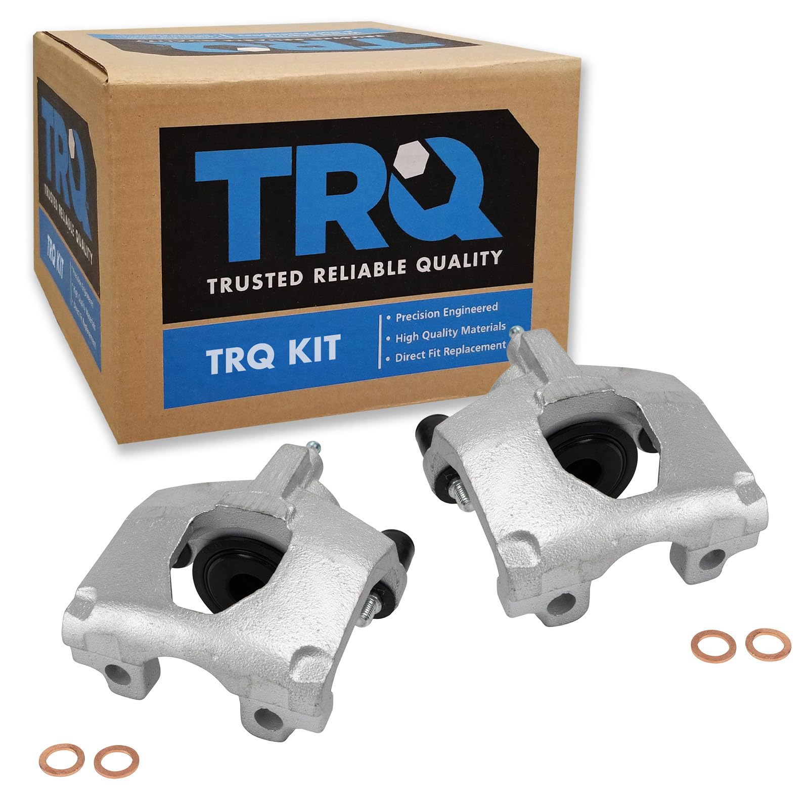 TRQ Rear Brake Caliper Set Zinc Coated Hardware