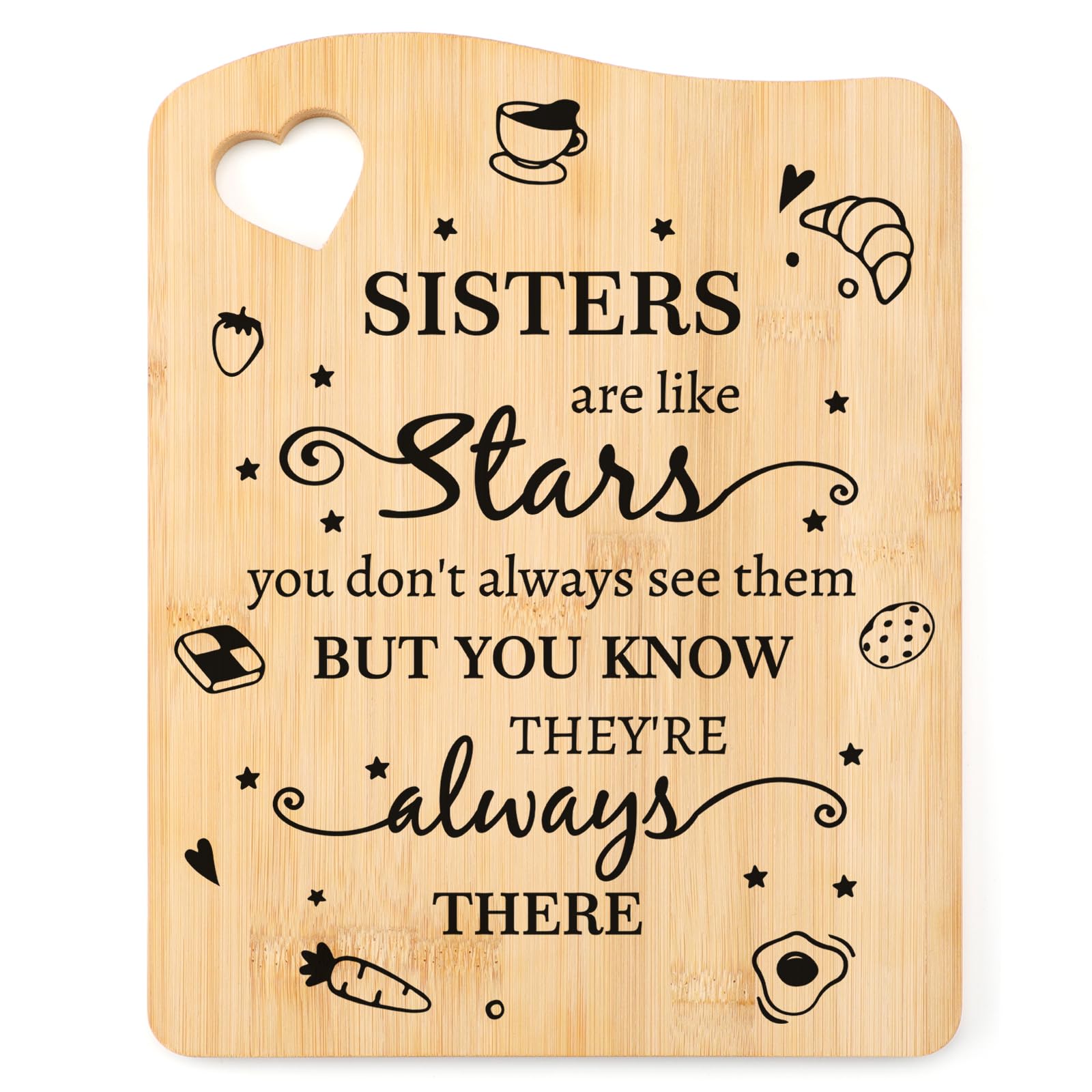 Tulolvae Sister Gifts, Birthday Presents for Sister, Bamboo Chopping Board Wedding Graduation Valentine's Day Christmas Xmas Gift for Big Sisters from Brother — image 1