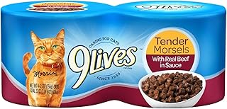 9Lives Tender Morsels With Real Beef In Sauce Wet Cat Food, 5.5 Ounce Can (Pack of 24)
