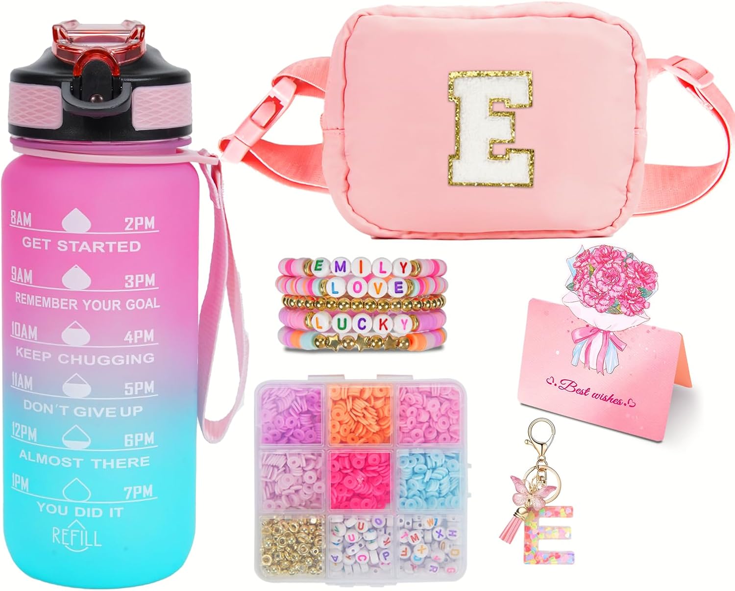 Cute Fanny Pack for Girls Personalized Gift Sets for Teen Girls Unique Presents Birthday Gifts for 4 5 6 7 8 9 10 11 12 13 14 15 16 Year Initial Purse Crossbody Bag Belt Bag for Kids (E)