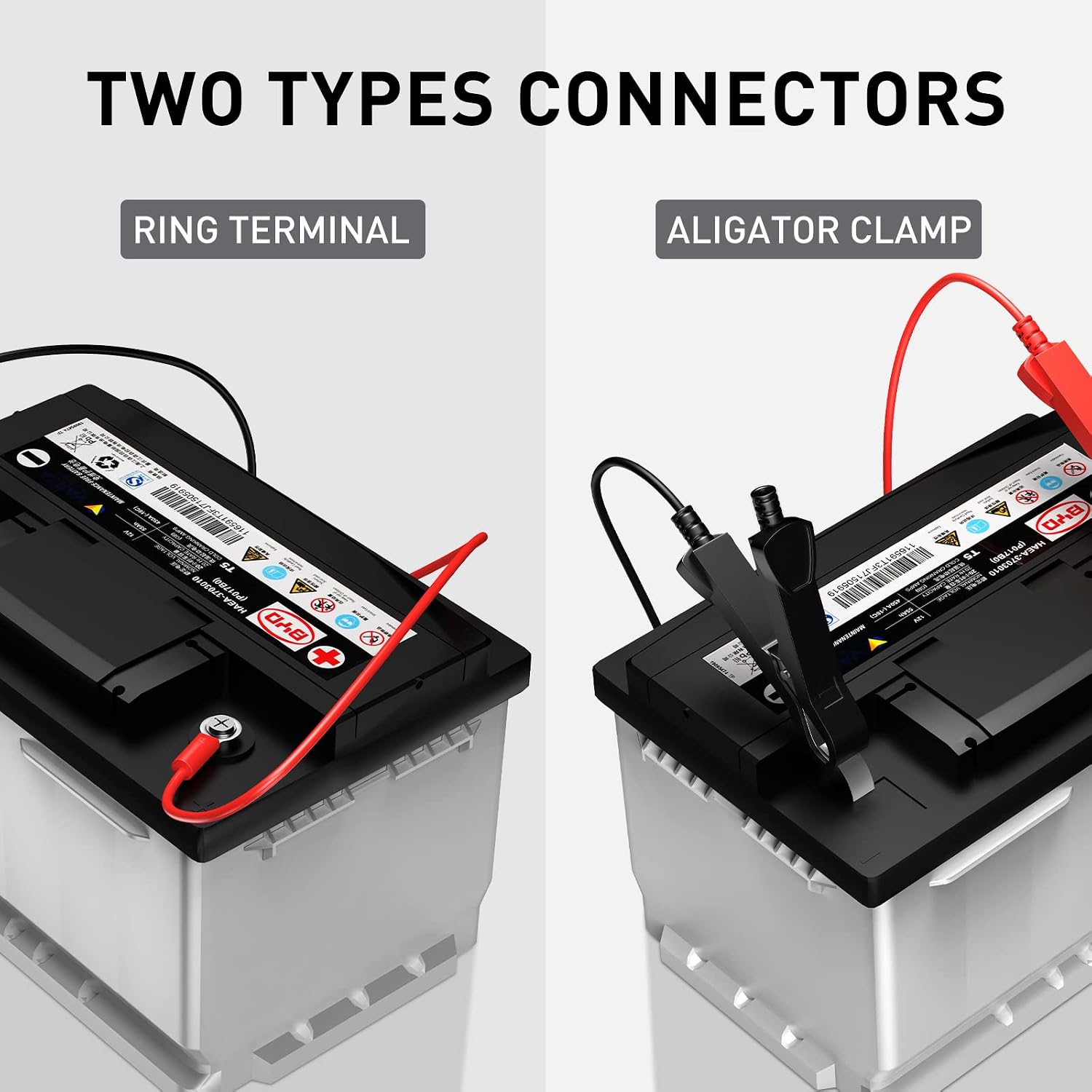 SUHU Battery Charger with Ring Terminal and Alligator Clamp Connectors