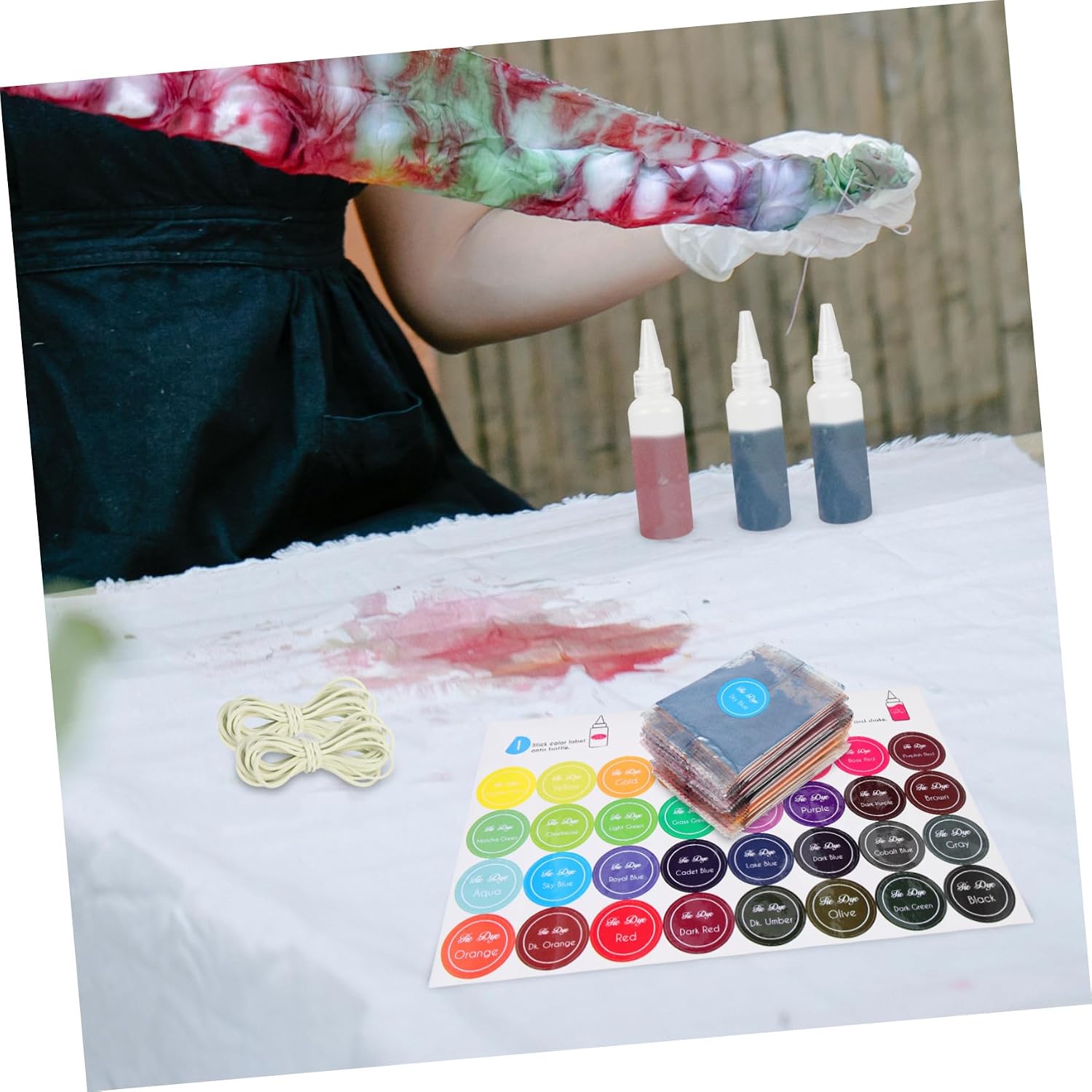 FOMIYES Permanent Tie Dye Powder Kit 24 Bright Color Dye Packets for Clothing and Socks 60ml Fabric Dyeing Set Suitable and Adults DIY Party Use