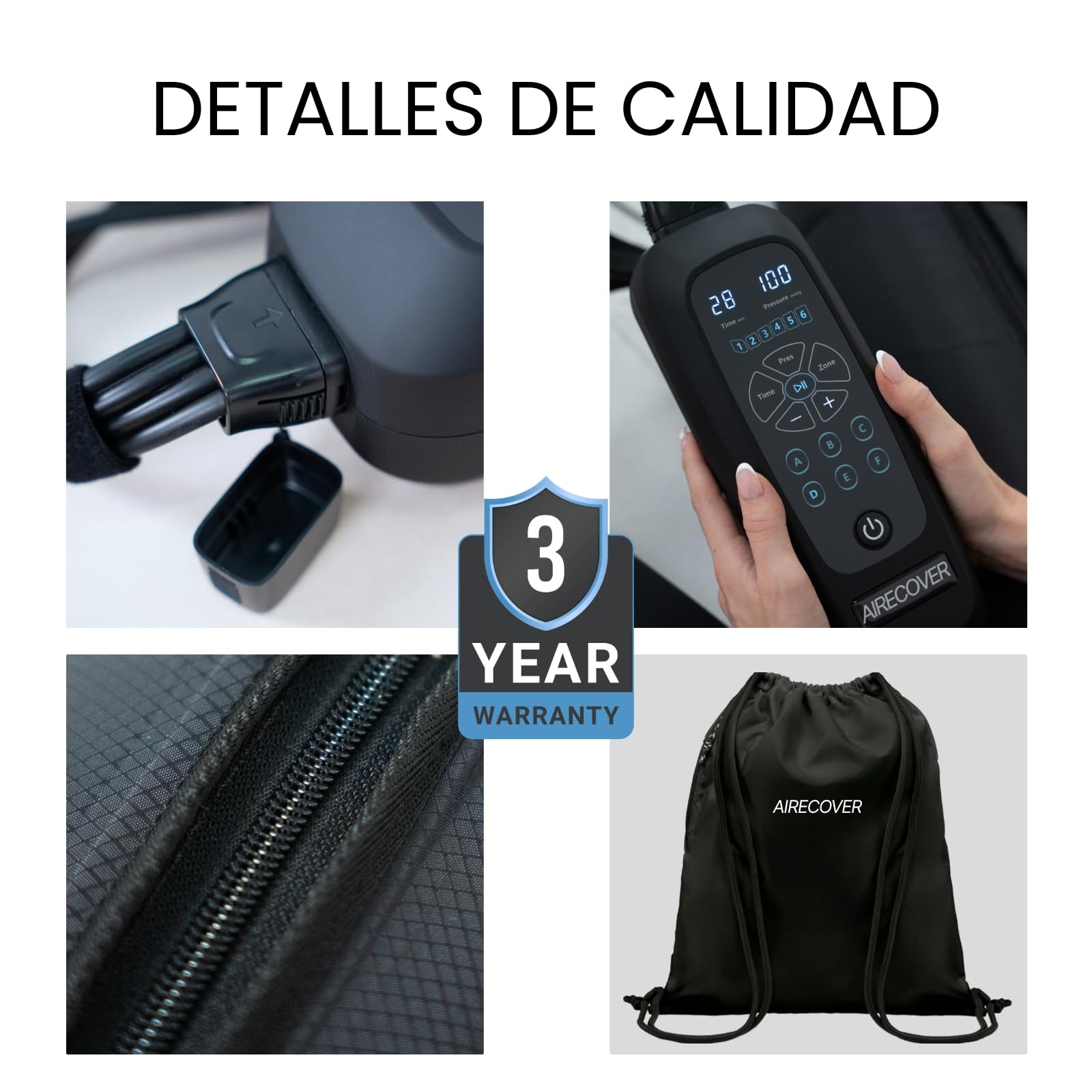 Presoterapia para Casa, Masajeador Piernas con 6 Cámaras para Mejorar la Circulación y Drenaje Linfático, Recovery Boots para Relajación Muscular y Piernas Cansadas, 6 Modos(L:176-190CM)