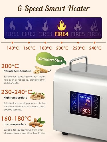 Miniatura 3 de CGOLDENWALL Máquina de prensa de aceite prensadora automática de aceite con panel de control inteligente pantalla táctil LCD 6 tipos de temperaturas