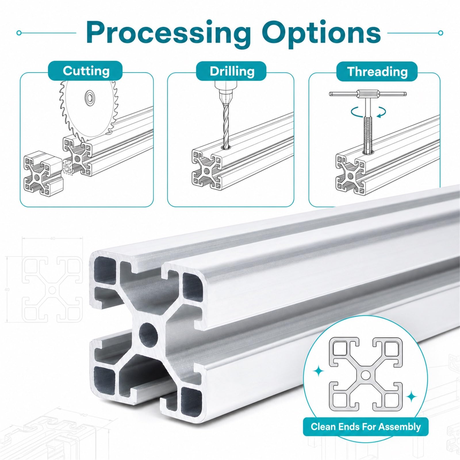 Linearschienenprofilrahmen,Quadratische Aluminium-Profile,Aluminium Alu Profil Eloxiert,Strebenprofil Alu Profil,Robuste Konstruktion,FüR Maschinenbau,Werkbank & DIY