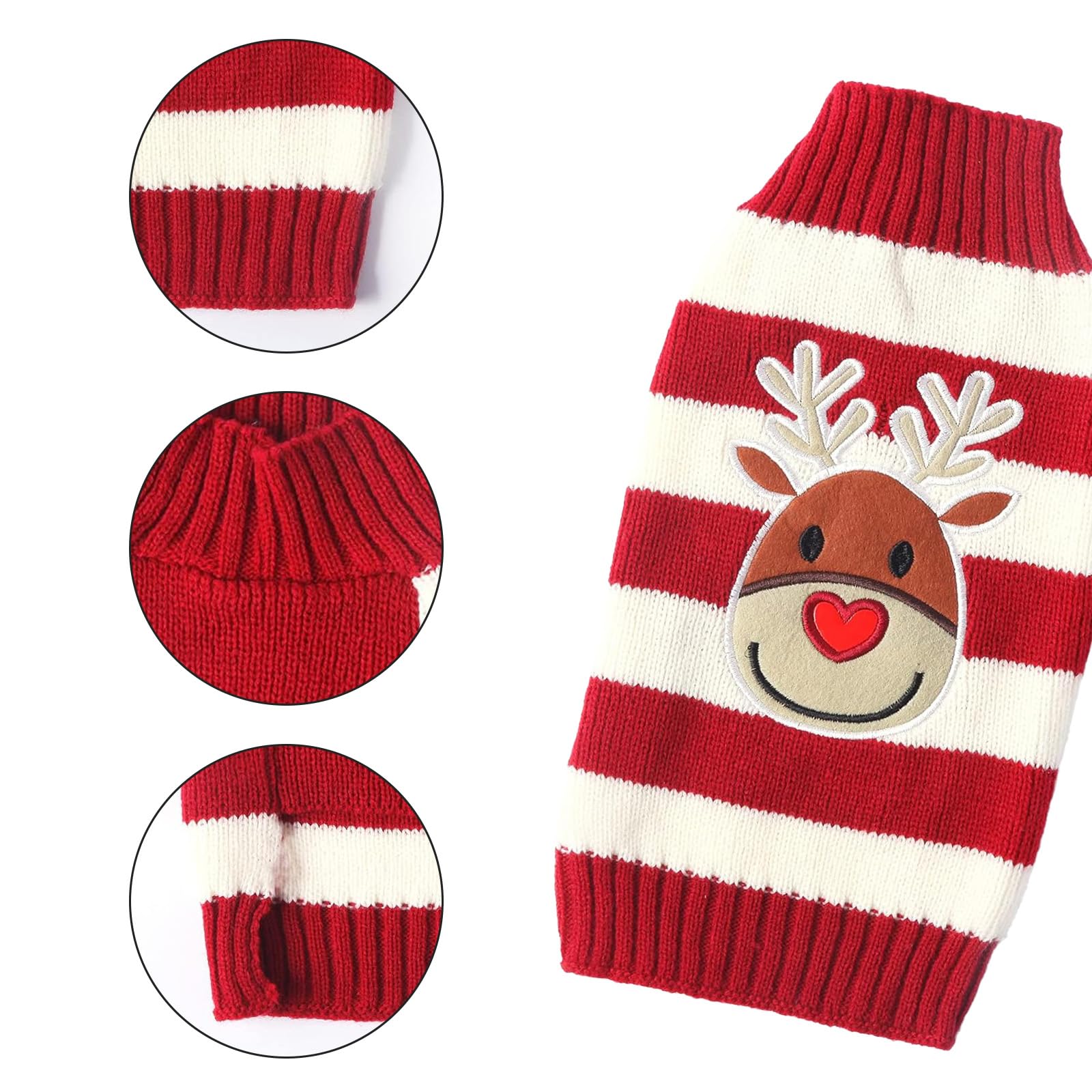 Christmas Dog Jumper, Winter Warm Dog Cat Jumper Clothing Pet Coat Costume Knitted Jumper Dog Red - Image 3