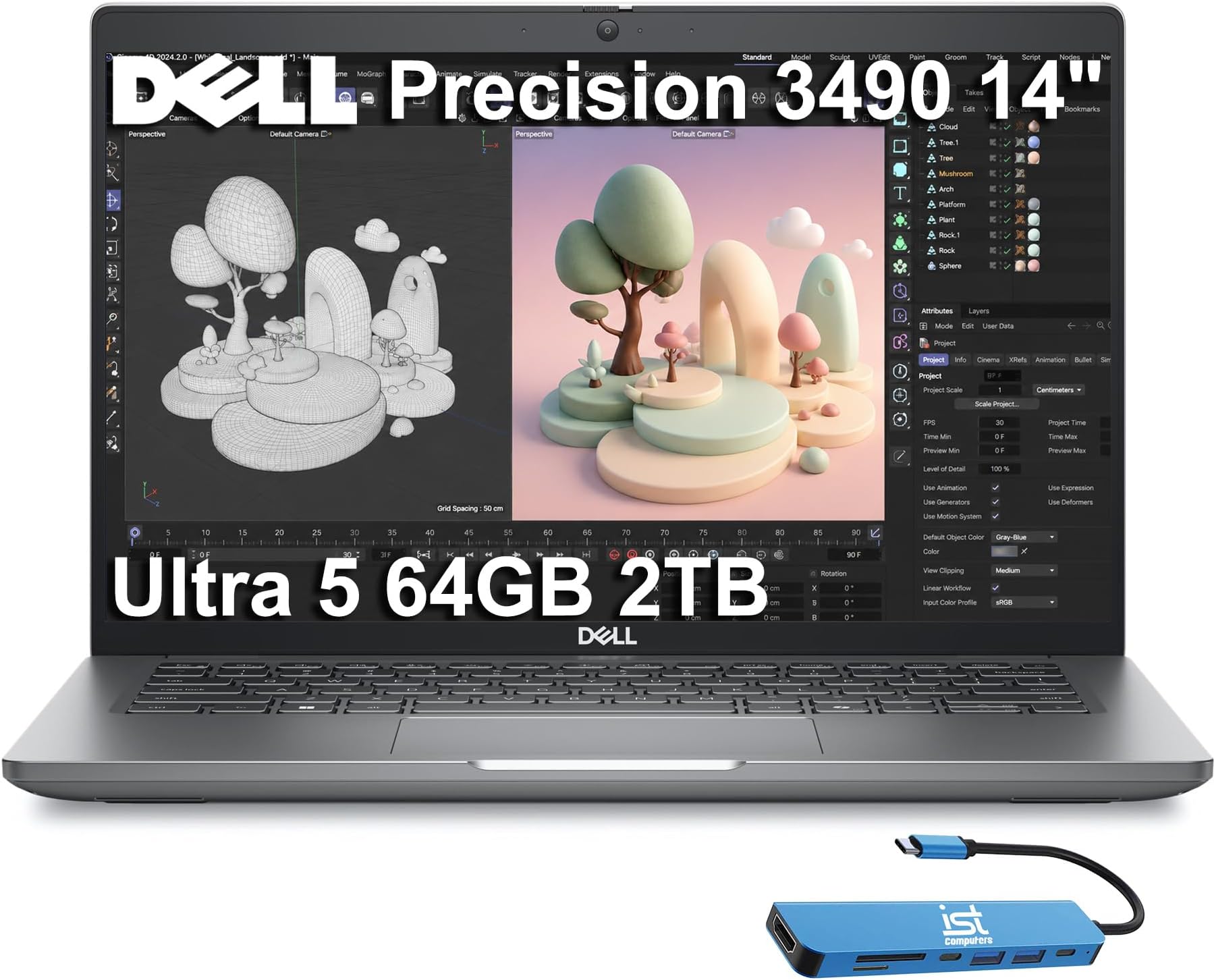 2025 Dell Precision 3490 Mobile Workstation AI PC Laptop (14" FHD, Intel 16-Core Ultra 7 155H (> i9-12900H), 64GB DDR5, 2TB SSD) Business, Engineer, IST HUB, Thunderbolt 4, 1080p Webcam, Win 11 Pro