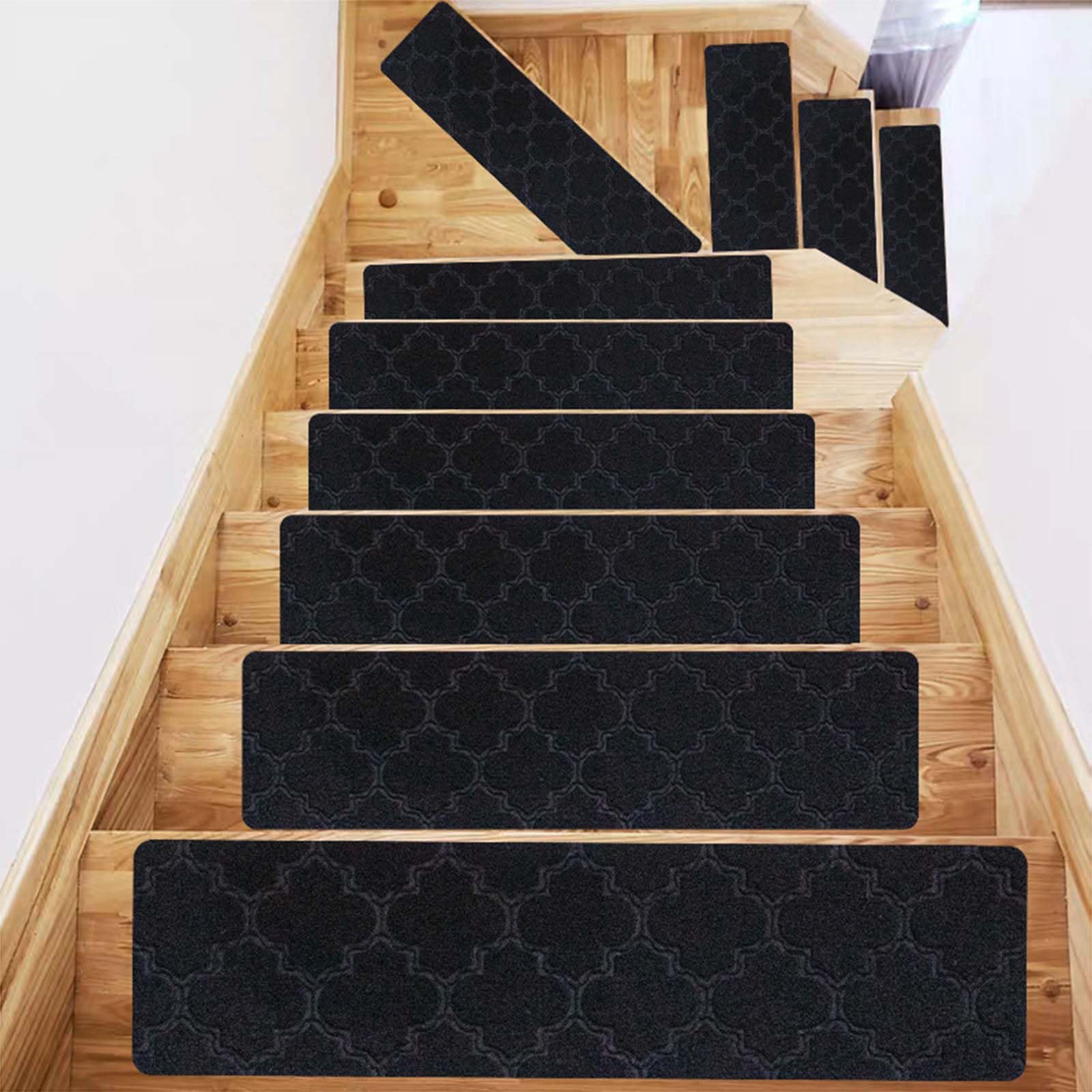 Lot de 15 tapis d'escalier autocollants antidérapants pour la sécurité des escaliers - Adapté à la famille - Protection de sol antidérapante pour enfants et animaux domestiques - Décoration