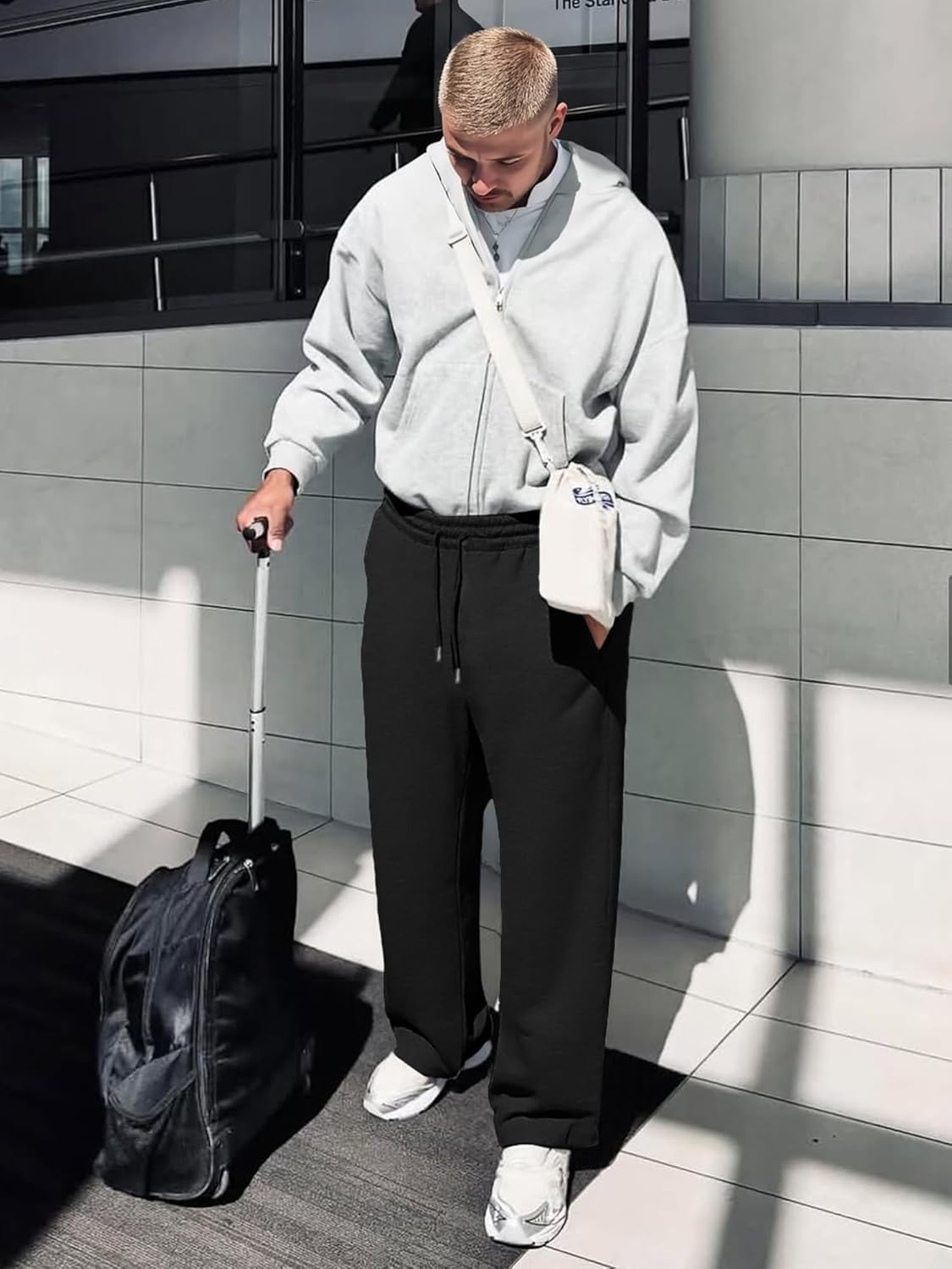 JMIERR Men's Casual Baggy Pants Wide Leg Lounge Travel Pants Streetwear with Pockets - Image 5