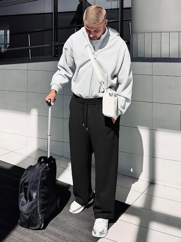 JMIERR Mens Wide Leg Sweatpants Baggy Lounge Travel Pants Fall Fashion Outfits 2026 Winter Clothes Joggers, XL, Black by JMIERR - Used condition - Image 15