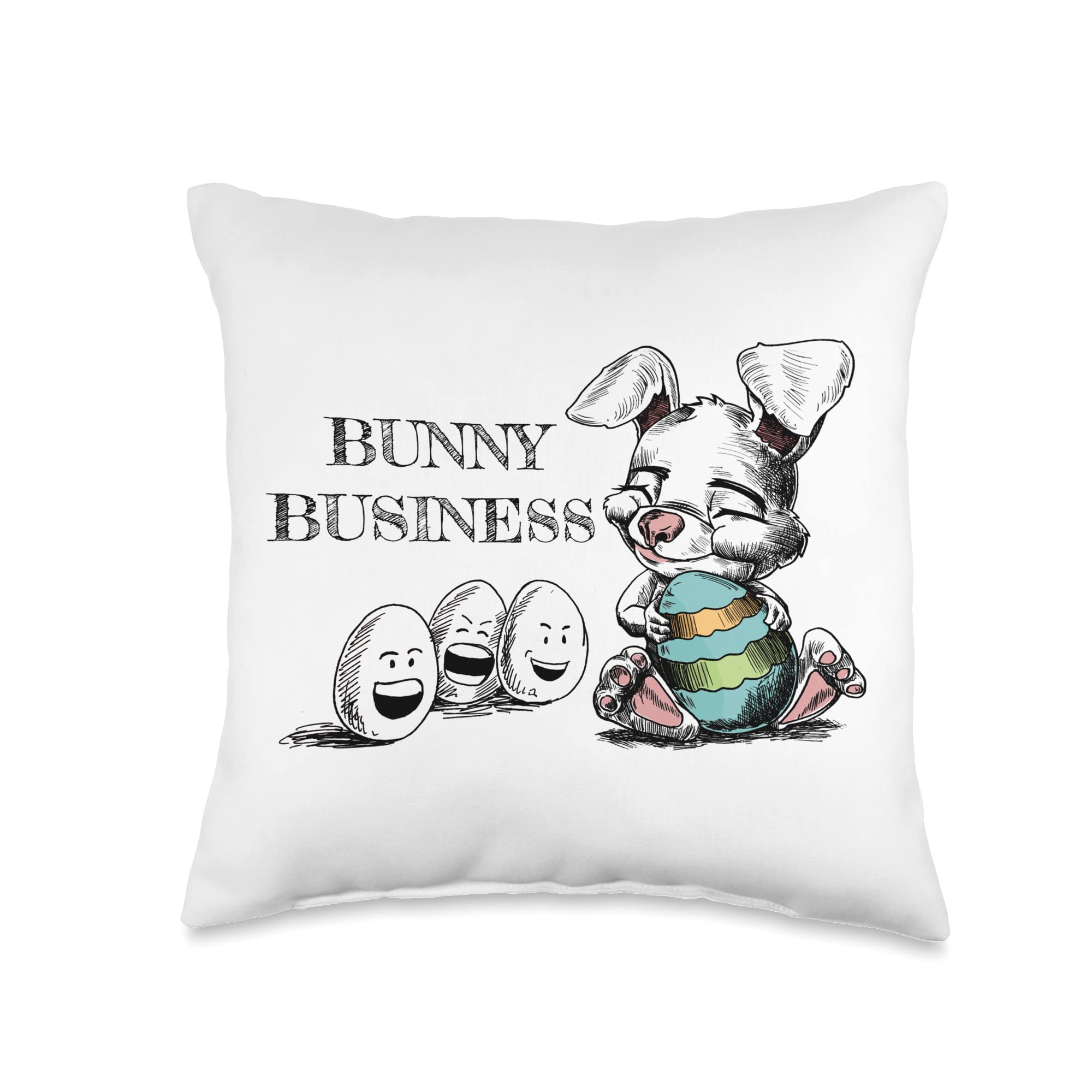 Easter Rabbit Bunny Business Egg-tremely Hilarious Egg-cited Throw Pillow