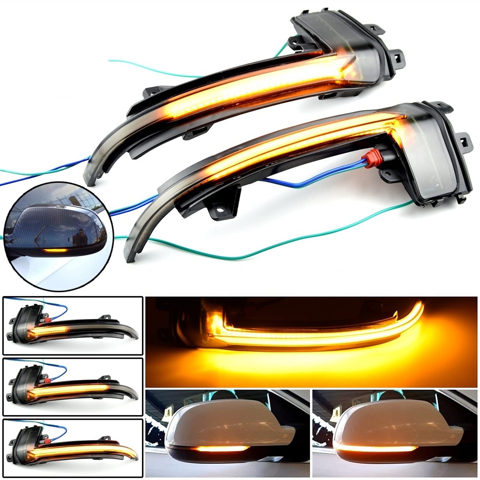 Riloer Signaux Rotation Dynamiques LED - Clignotants Séquentiels Miroir Latéral Audi A3 A4 S4 RS4 B8 S5, 8K0949101/8K0949102