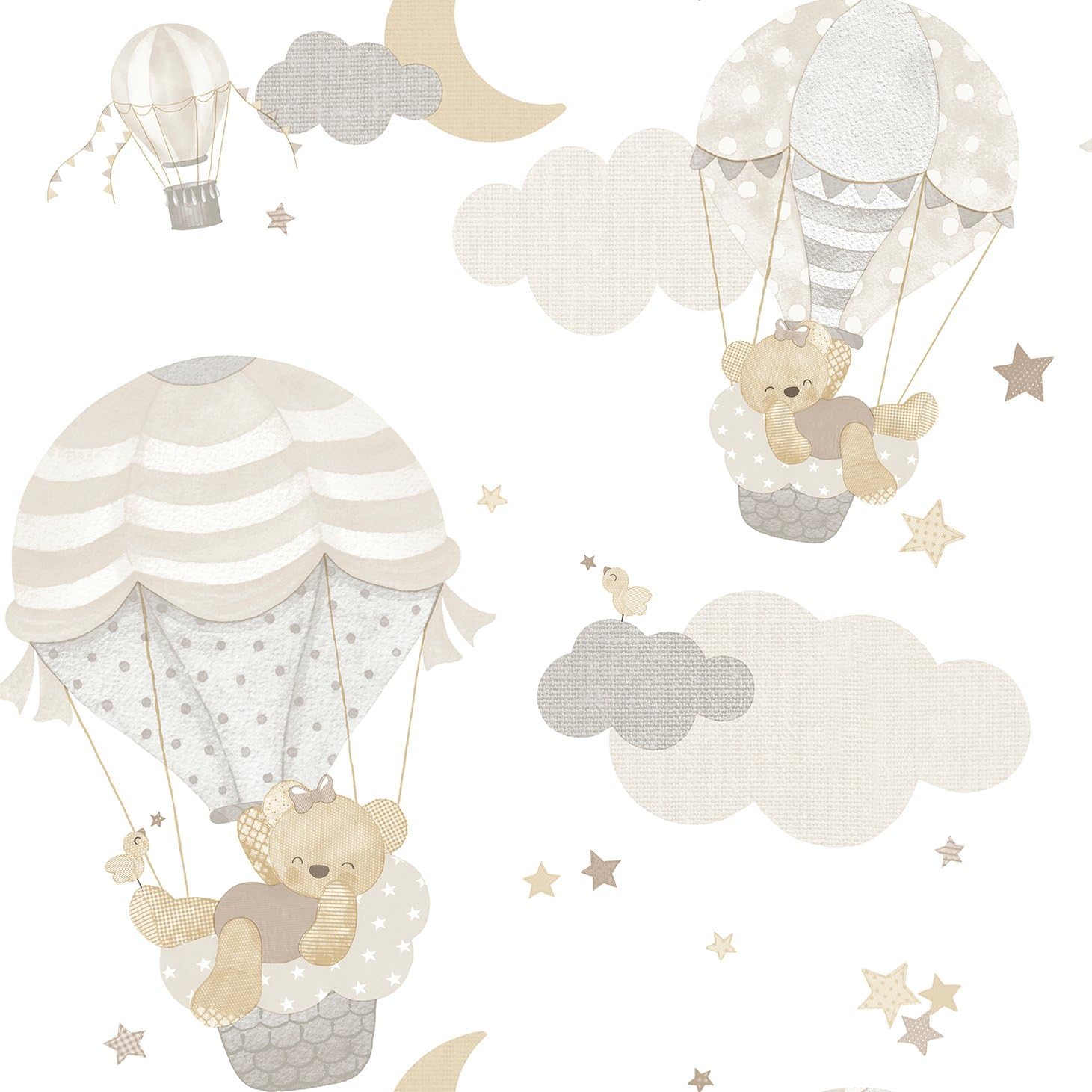 Galerie 14817 Little Explorers 2 Silver Hot Air Balloons Wallpaper Roll