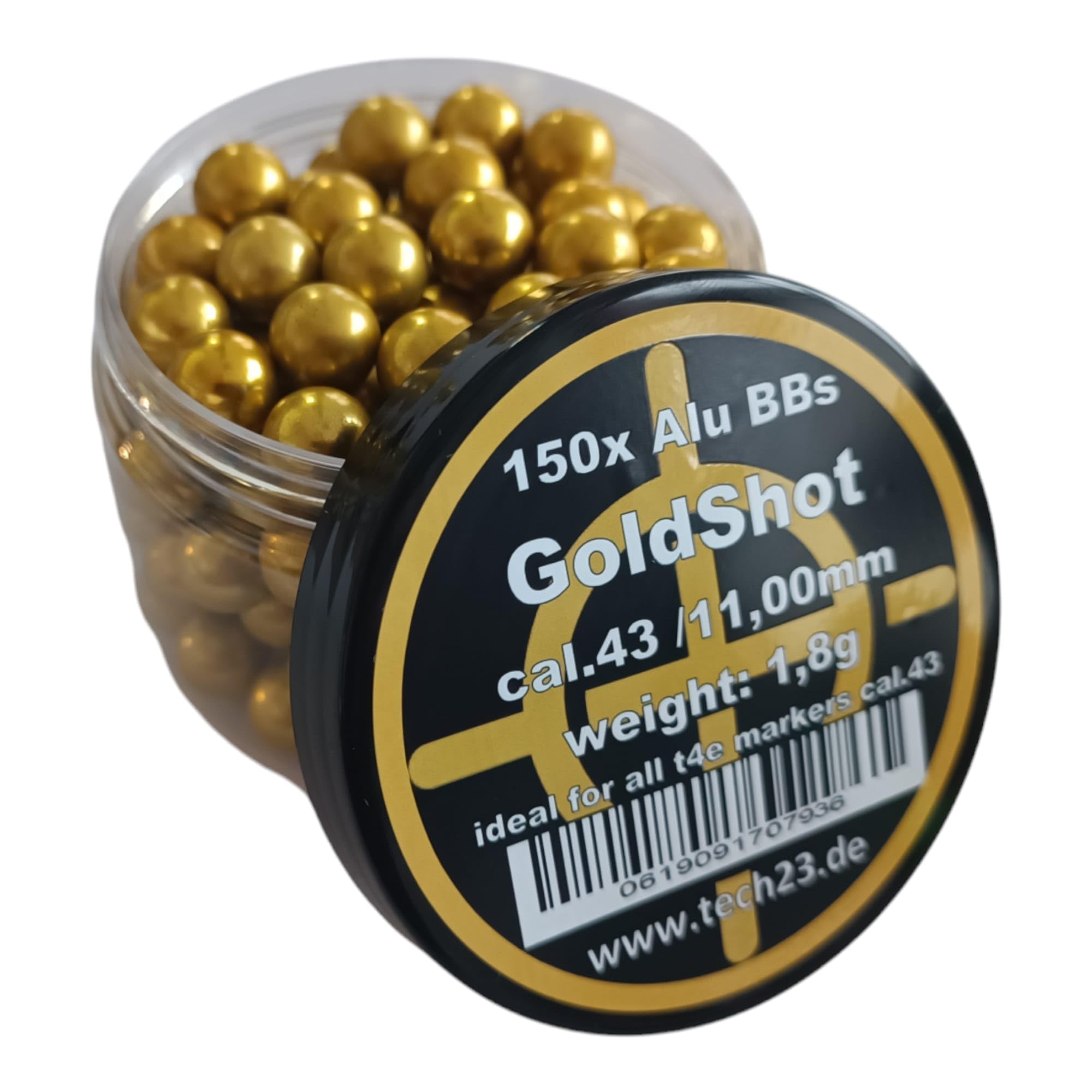 Gold-Shot 150 x aluminiowe kulki Cal. 43 idealne do T4e Glock 17, PPQ, M&P9 itd. - Najlepsza amunicja Cal.43 t4e!