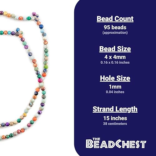 Vista 4 de TheBeadChest - Cuentas de jaspe de sedimento marino arcoíris de 0.157 pulgadas (0.157 in), piedras preciosas redondas multicolor de 15
