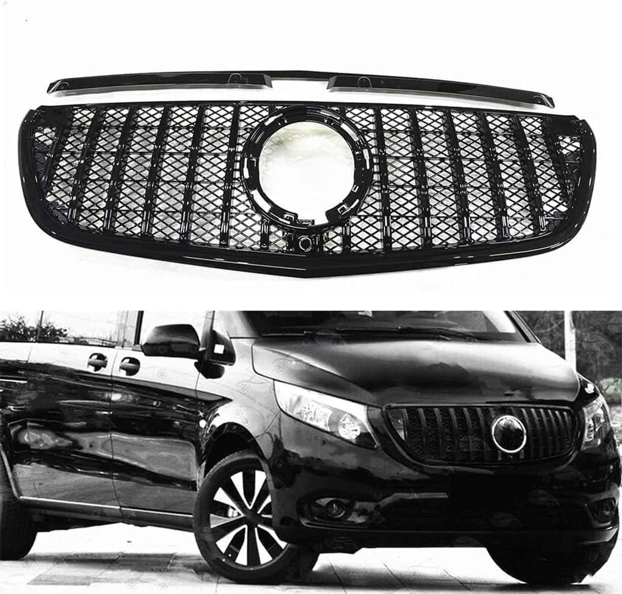 Ydxlcsyy Front Bumper Grille,Car Front Fog Light Grill Cover Trim,for Mercedes-Benz W447 Metris Vito 2022-2023