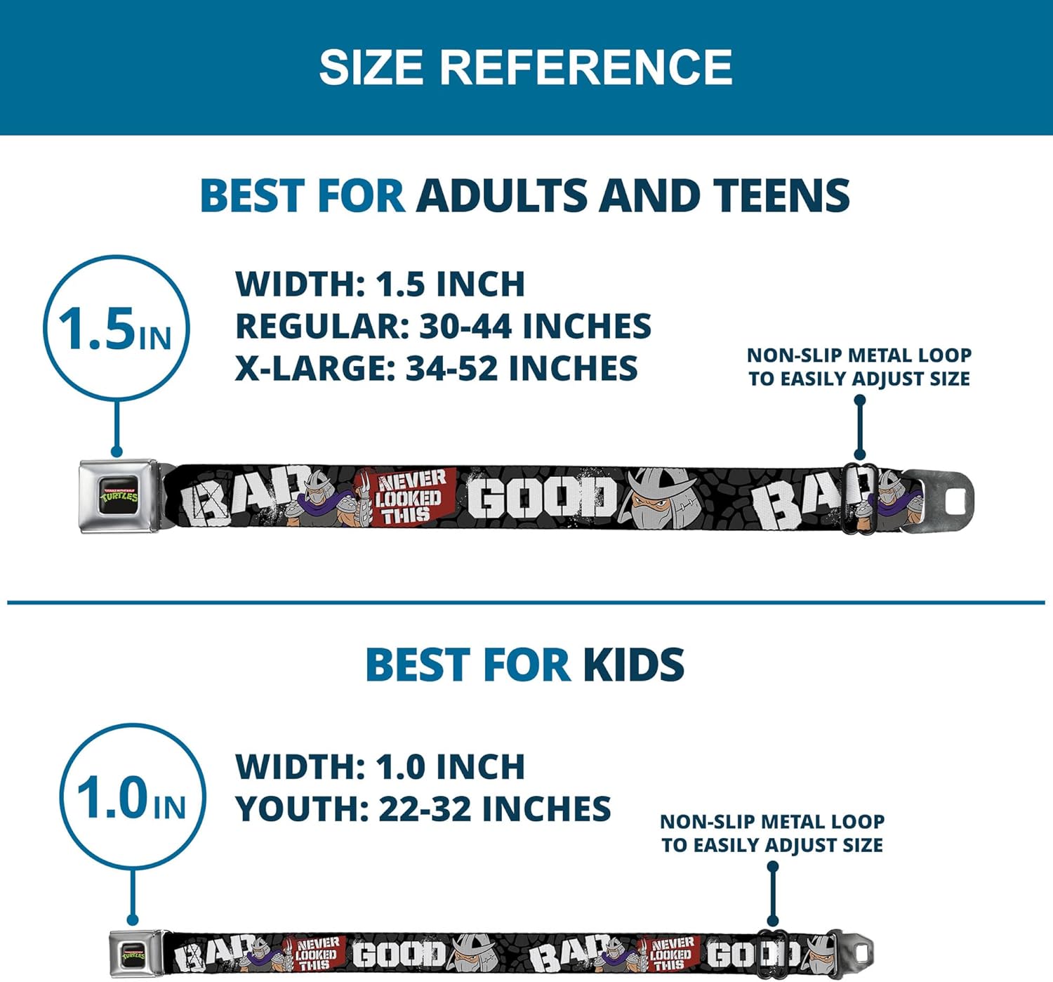Buckle-Down Seatbelt Belt - Shredder Poses BAD NEVER LOOKED THIS GOOD - 1.0" Wide - 20-36 Inches in Length