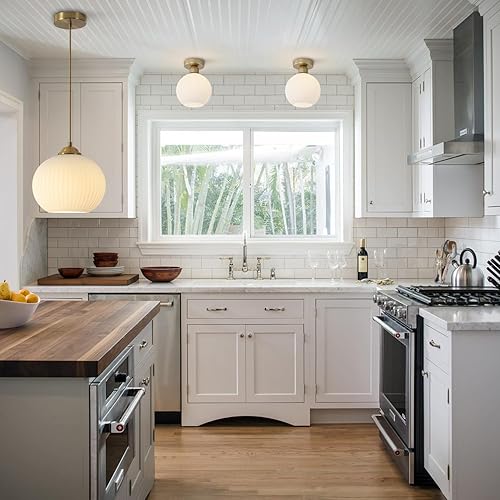 Miniatura 7 de KCO Iluminación de mediados de siglo 1 lámpara colgante de globo industrial vintage latón dorado lámpara de iluminación colgante isla de cocina