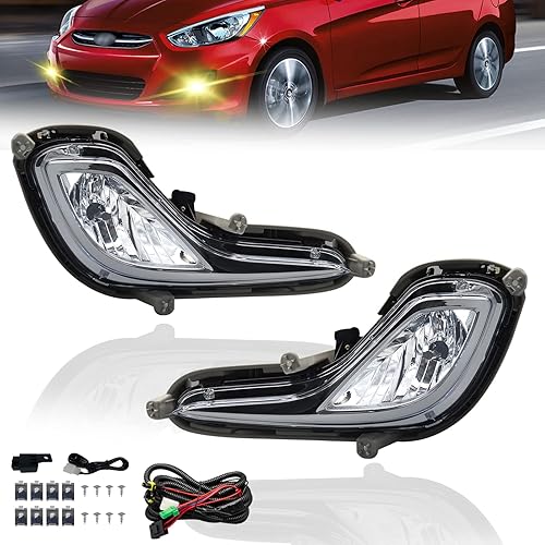 Miniatura 16 de Compatible con luces antiniebla Hyundai Accent 2012-2017 con DRL y intermitente, kit completo con interruptor y arnés (versión LED)