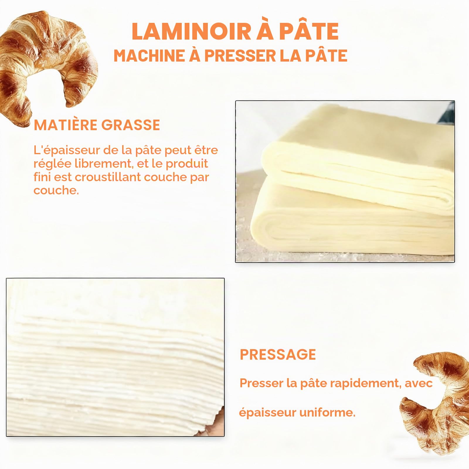 Machine à laminer la pâte Pliable, Machine à laminer la pâte électrique, Laminoir à pâte à Croissants, Machine à laminer la pâte Portable, Machine à pâte à épaisseur réglable