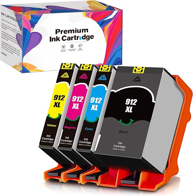912XL 3YP34AE WISETA High Yield Remanufactured Ink Cartridge, Black/Cyan/Magenta/Yellow,4-Pack, Compatible for OfficeJet 8010 8012 8014 8015 OfficeJet Pro 8022 8023 8024 8025