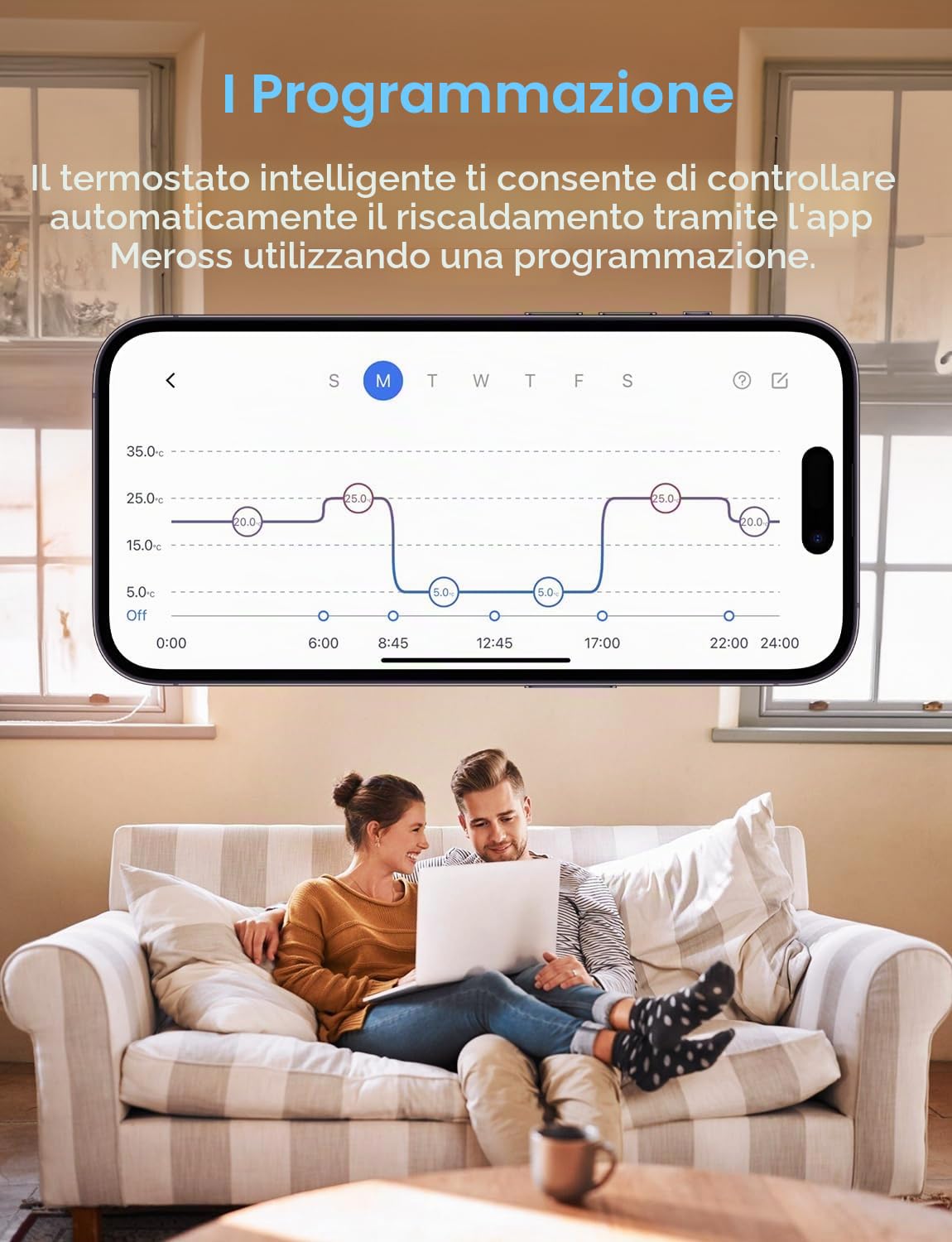 Meross Termostato WiFi per Caldaia, Termostato Smart con HomeKit, Alexa | Cronotermostato con Modalità Estiva, Compatibile con Google Home, Programmazione, Controllo Tramite App e Comandi Vocali