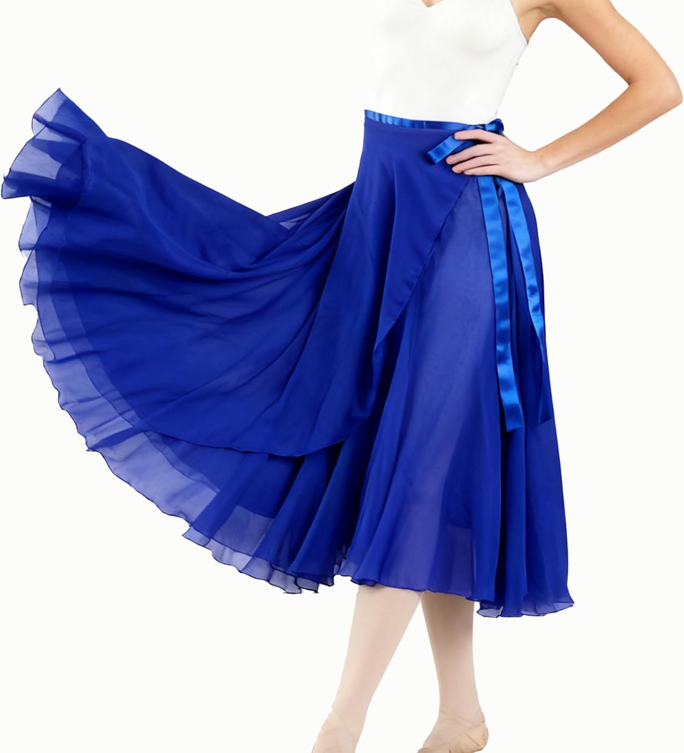 Wuchieal Dance Skirts for Women, Long Chiffon Ballet Skirt, Women's Dance Wrap Skirt with Tie - Image 9