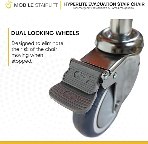 Miniatura 9 de HyperLite - Silla elevadora de escalera médica plegable para evacuación, EMS, EMT, ambulancia y transporte de emergencia, eleva hasta 350 libras.