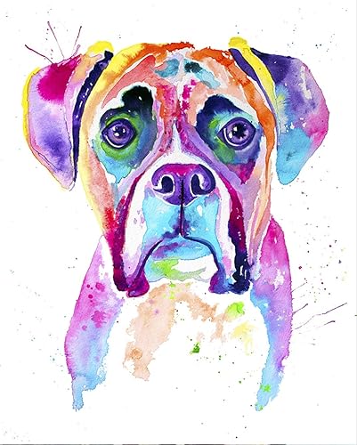 Boxer Watercolor Print, Boxer Dog, Boxer Dog Gifts, Boxer Dog Art, Boxer Painting, Pet Portrait, Pet Lover, Perros, Art Decor, Colorful Dog
