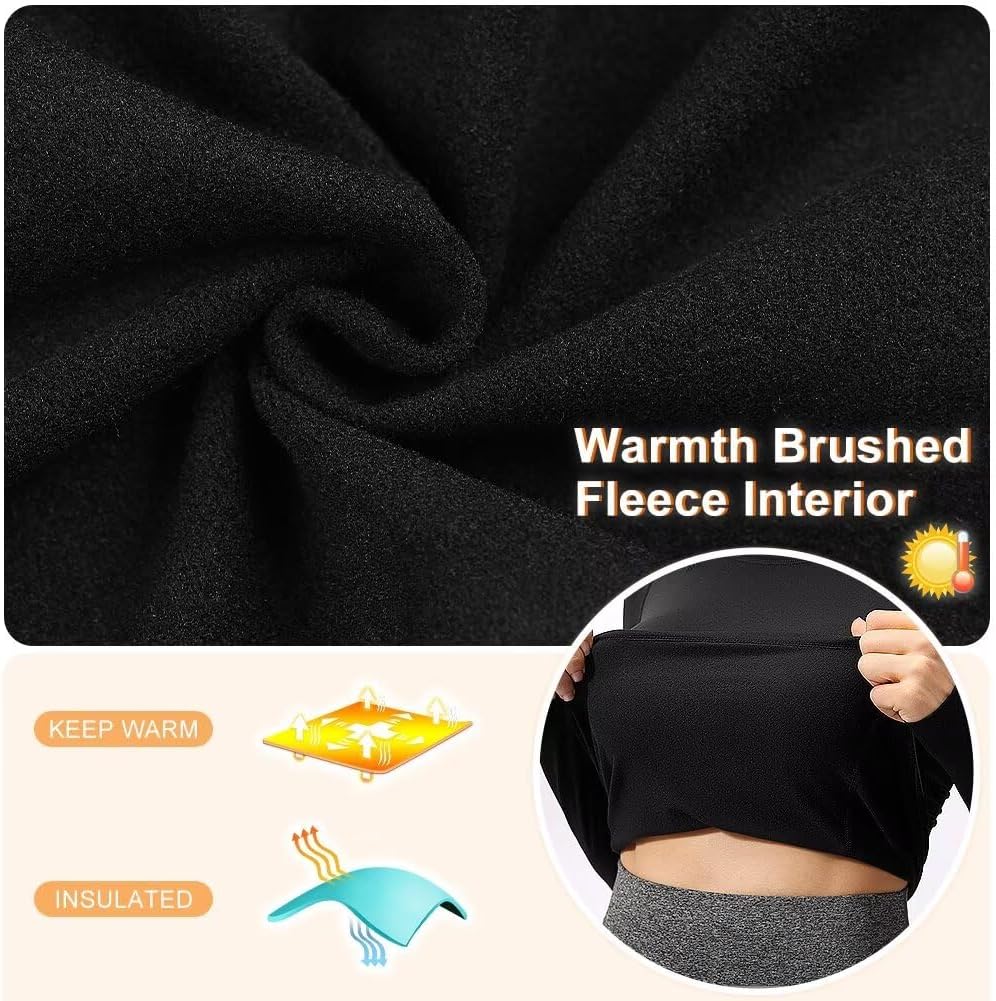 Women's Fleece Lined Thermal Long Sleeve Running Athletic Shirts Compression Base Layer Yoga Shirts for Women - Image 5