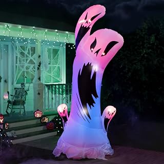 Joiedomi 10FT Tall Halloween Inflatable Ghost with Color Changing Light, Outdoor Blow Up Ghost with LED Lights Built-in for Halloween Outdoor, Yard, Garden, Lawn Decorations