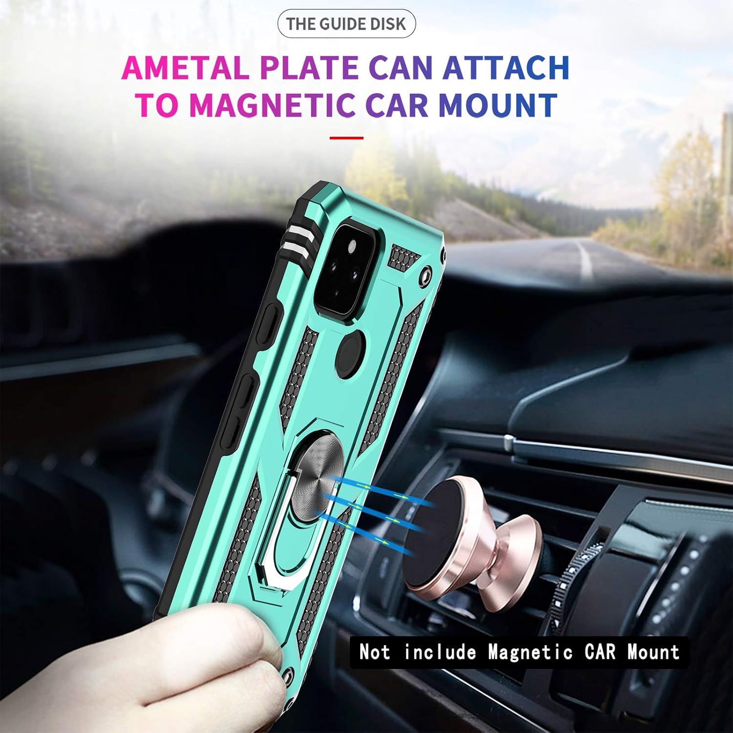 LeYi for Google Pixel 4a 5G Case (Not Fit Pixel 4a) with [2 Pack] Tempered Glass Screen Protector, [Military-Grade] Defender Protective Phone Case with Ring Kickstand for Google Pixel 4a 5G, Mint