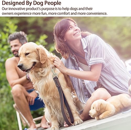 Miniatura 7 de Correa corta de cuero para perro, correa de tráfico fuerte para mascotas con gancho de metal resistente de 360º, correa corta para perros grandes,