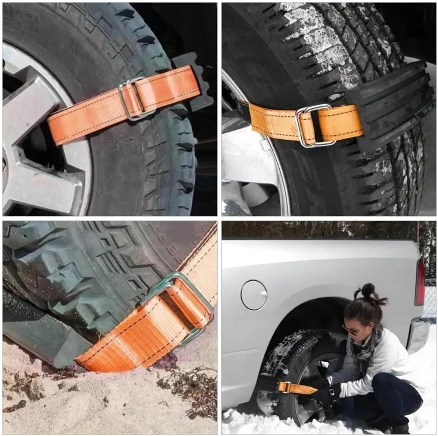 1/2/4Pcs Snow Mud Ice Tire Chain Straps Car Tire Traction Blocks Snow Mud Sand PU -Skid(1Pcs)