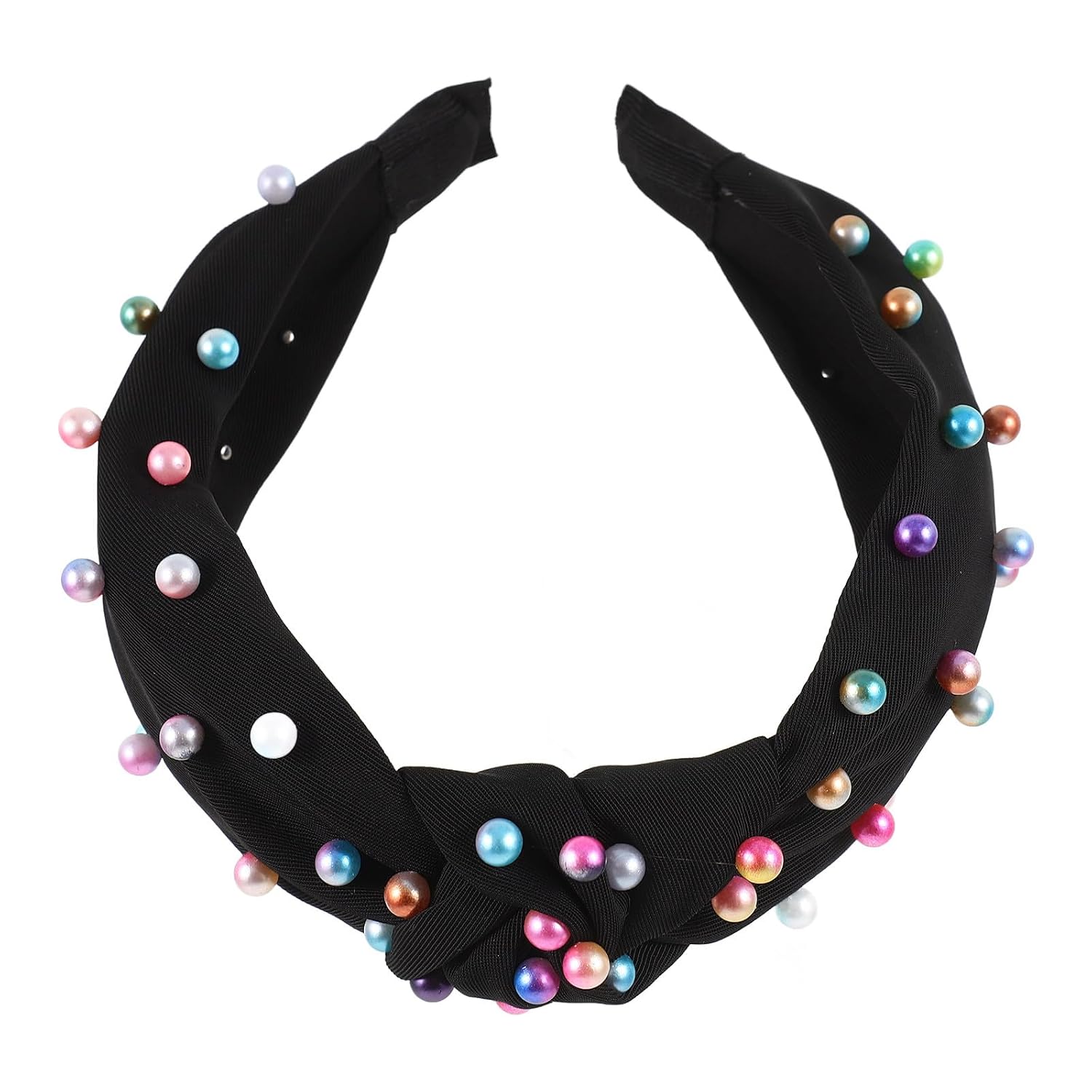 SUPVOX Wide Knotted Faux Pearl Headband for Women, Black Wide Fashion Headbands Hair Accessory, Wedding and Daily Wear Hair Styling Tool