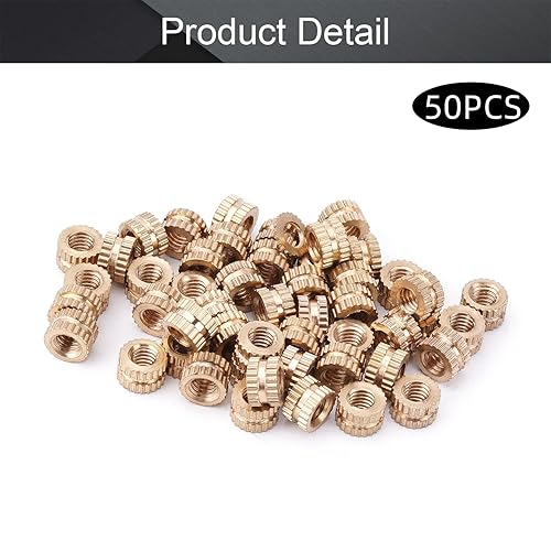 Miniatura 4 de MroMax M4 Tuercas de inserción moleteadas M4 x 0157 x 0236in rosca métrica hembra de latón moleteado roscado a través de rosca ajuste prensado en