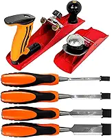 Kit de Marcenaria Profissional, 2 Plainas Manuais + 4 Formões em Aço Carbono Profissional