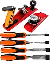 Kit de Marcenaria Profissional, 2 Plainas Manuais + 4 Formões em Aço Carbono Profissional