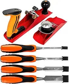 Kit de Marcenaria Profissional, 2 Plainas Manuais + 4 Formões em Aço Carbono Profissional