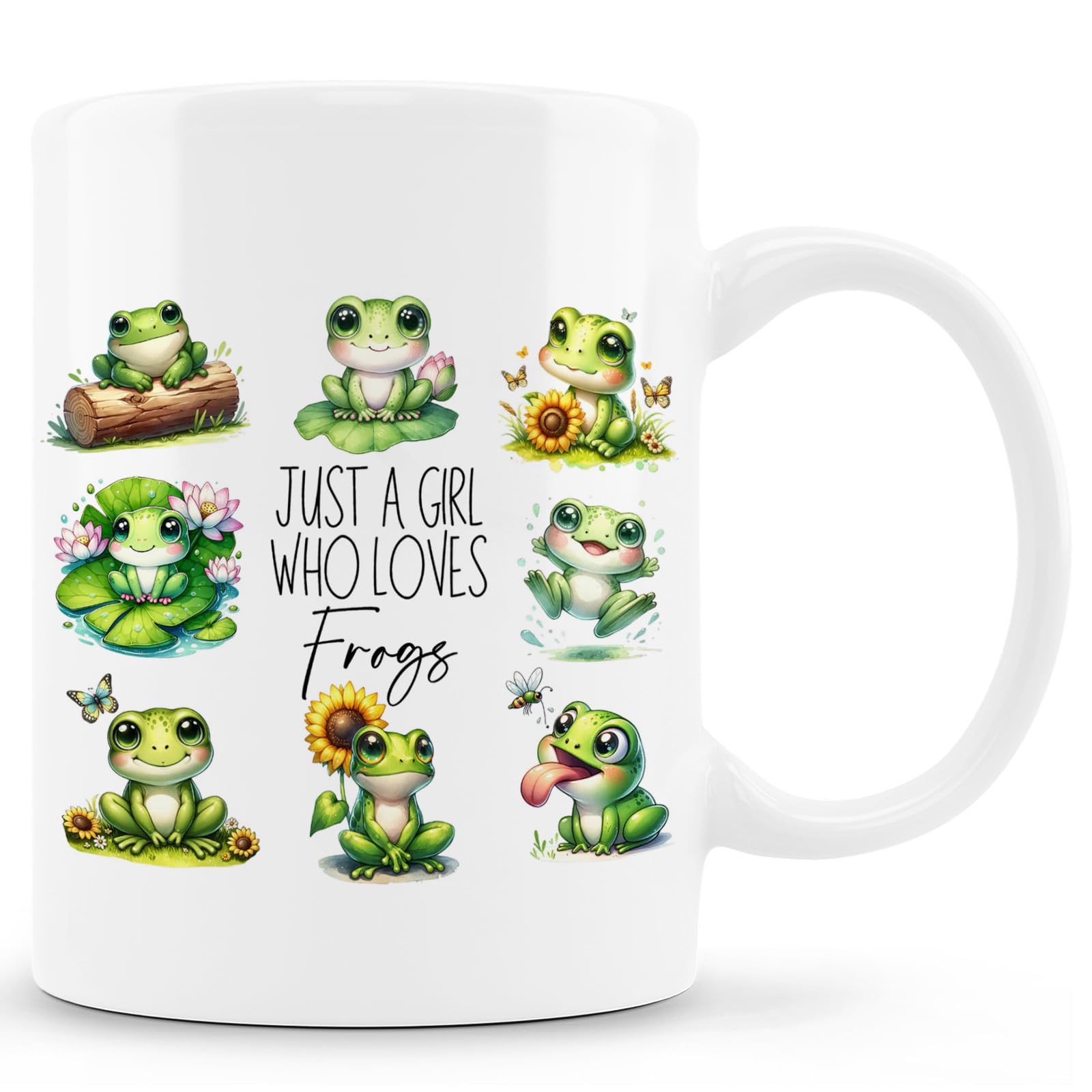 Zomhix Cute Frog Mug, Frog Coffee Mug, Gifts for Girls Women Frogs Lovers, Just a Girl Who Loves Frogs Ceramic Coffee Mug 11 oz